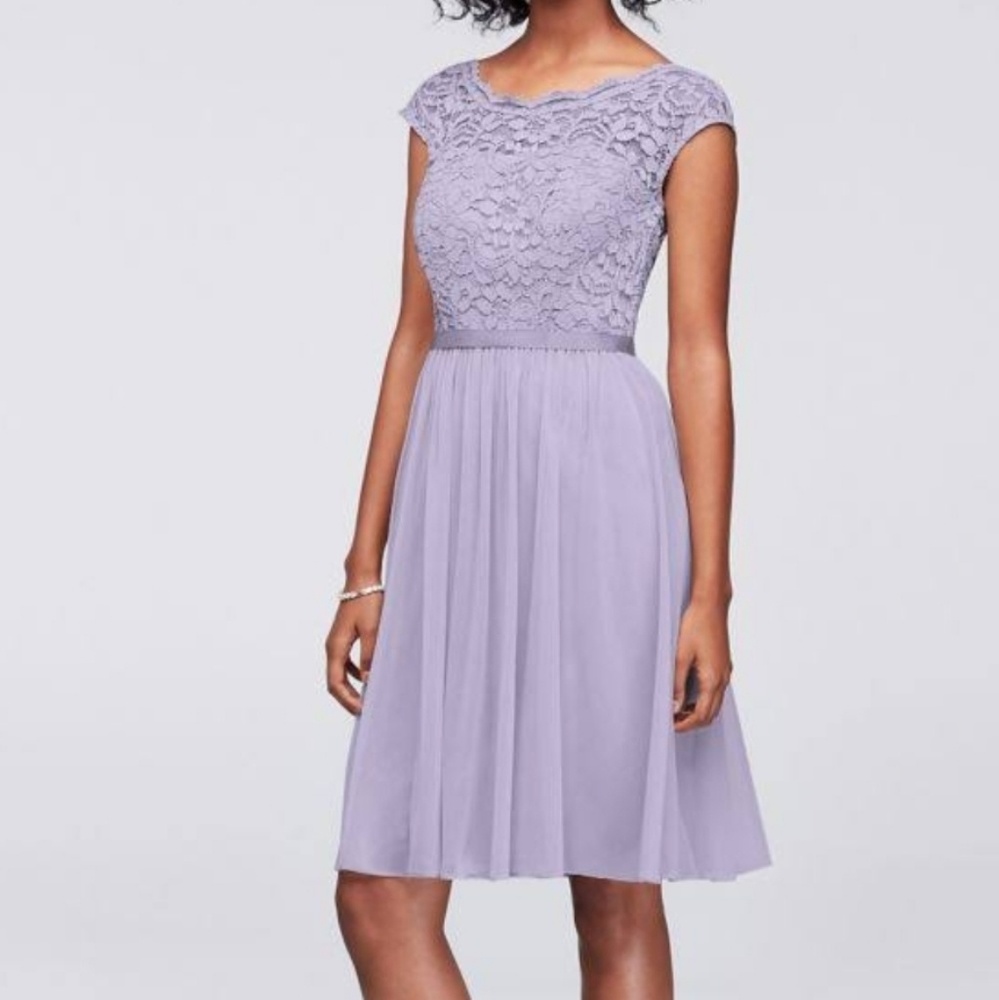 DAVIDS BRIDAL LILAC LACE DRESS
